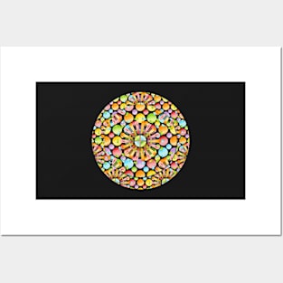 Polka Dots Rainbow Mandala - small scale Posters and Art